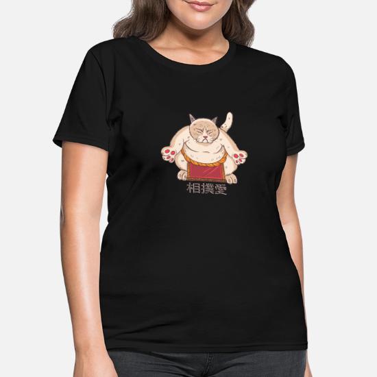 Cartoon sumo cat with japanese letters 